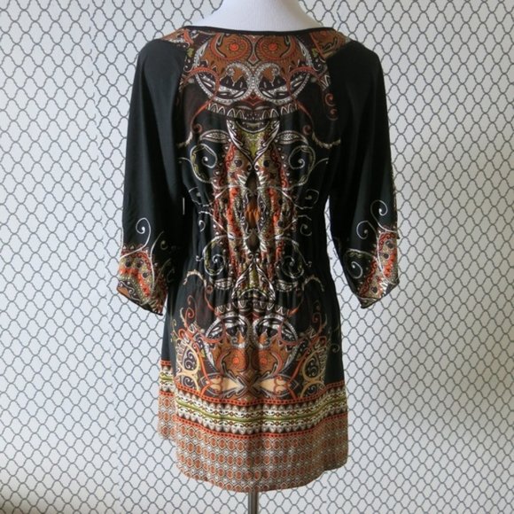 ONE WORLD 3/4 Sleeve V Neck Top Blouse NO SIZE TAG - Picture 2 of 4